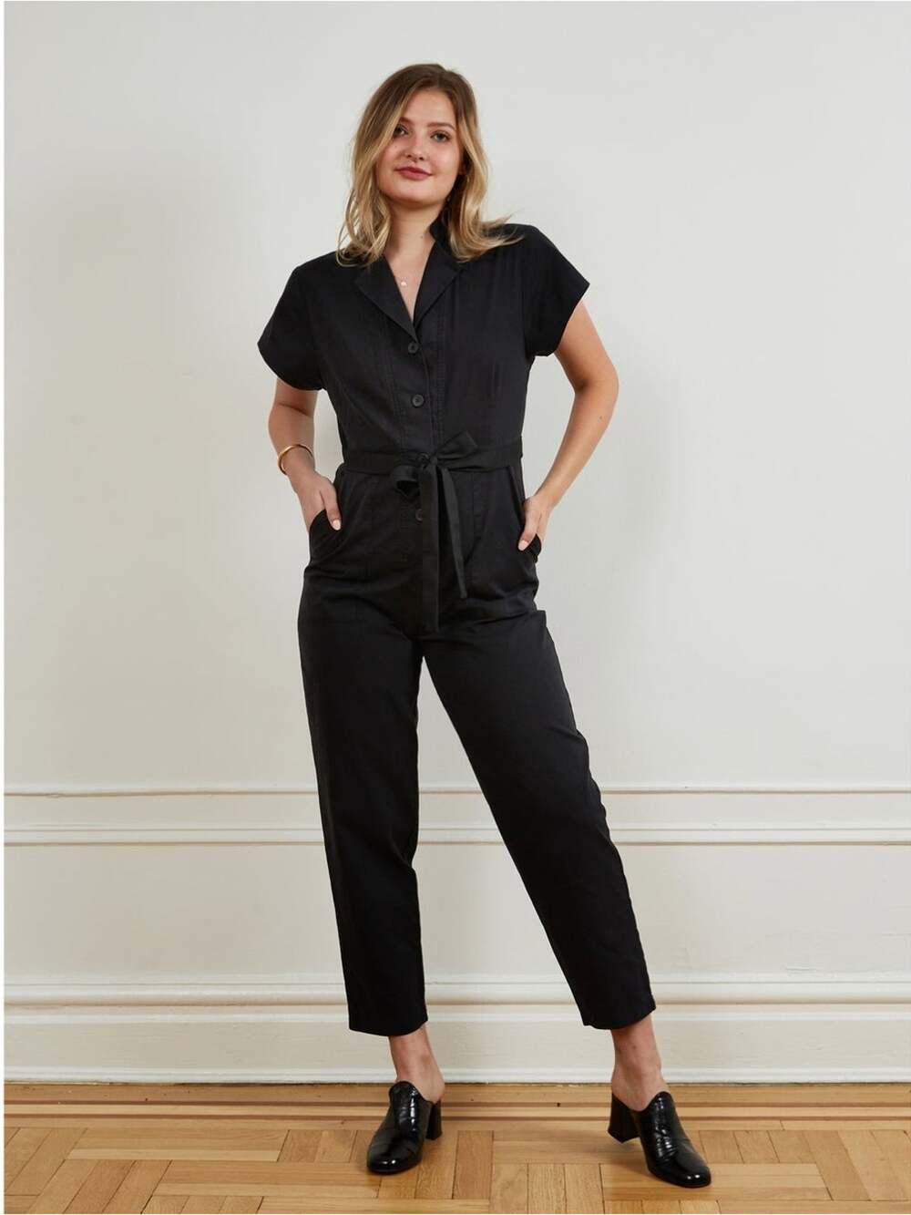 LOUP Sally Short-Sleeved Worksuit in Black - Size S